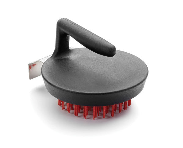 Outset® 76621 Pizza Stone / Cast Iron Cleaning Brush with Nylon Bristles  and Stainless Steel Scraper